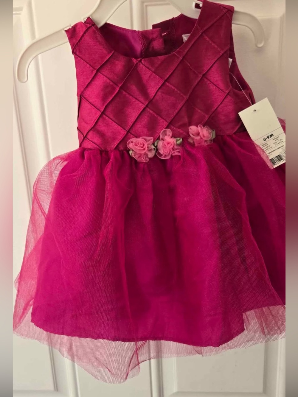 Girls' Fuchsia Tulle Flower Party Dress